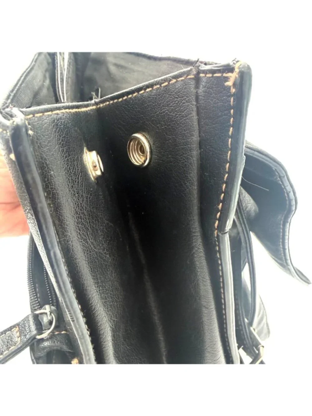 Minicci Black Faux Leather Mini Backpack Purse Silver Buckle Adjustable Straps